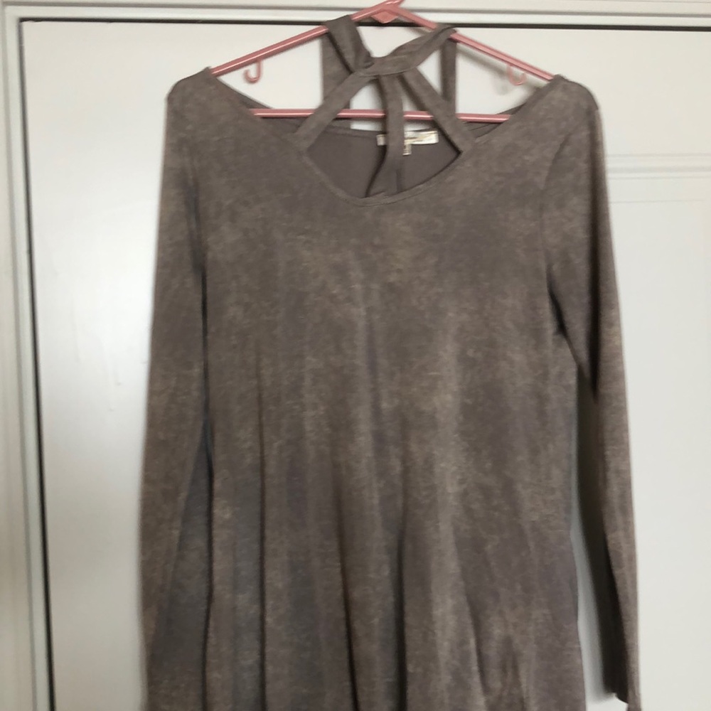 Distressed Brown Long-Sleeve Shirt